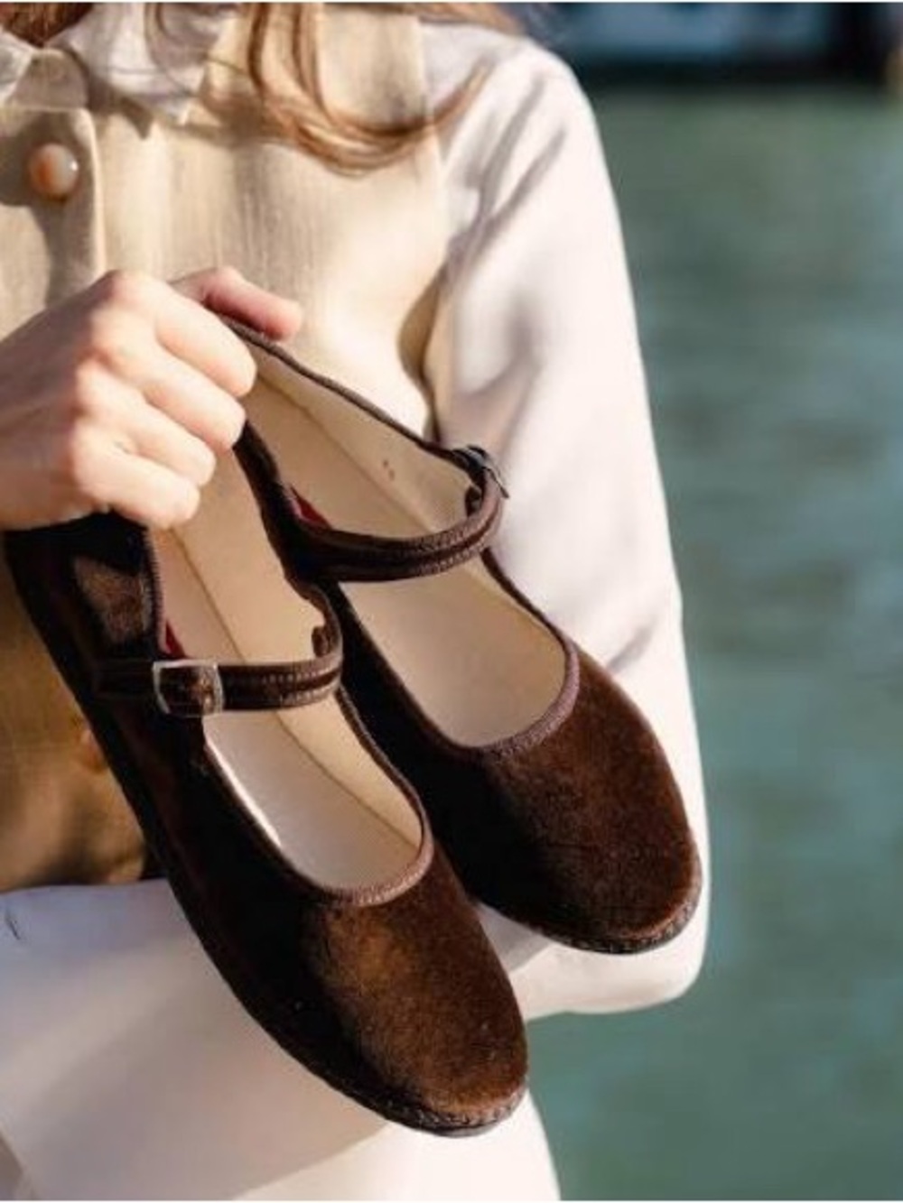 Vibi Venezia | Women's Brown Mary Jane Flats with Buckle Strap